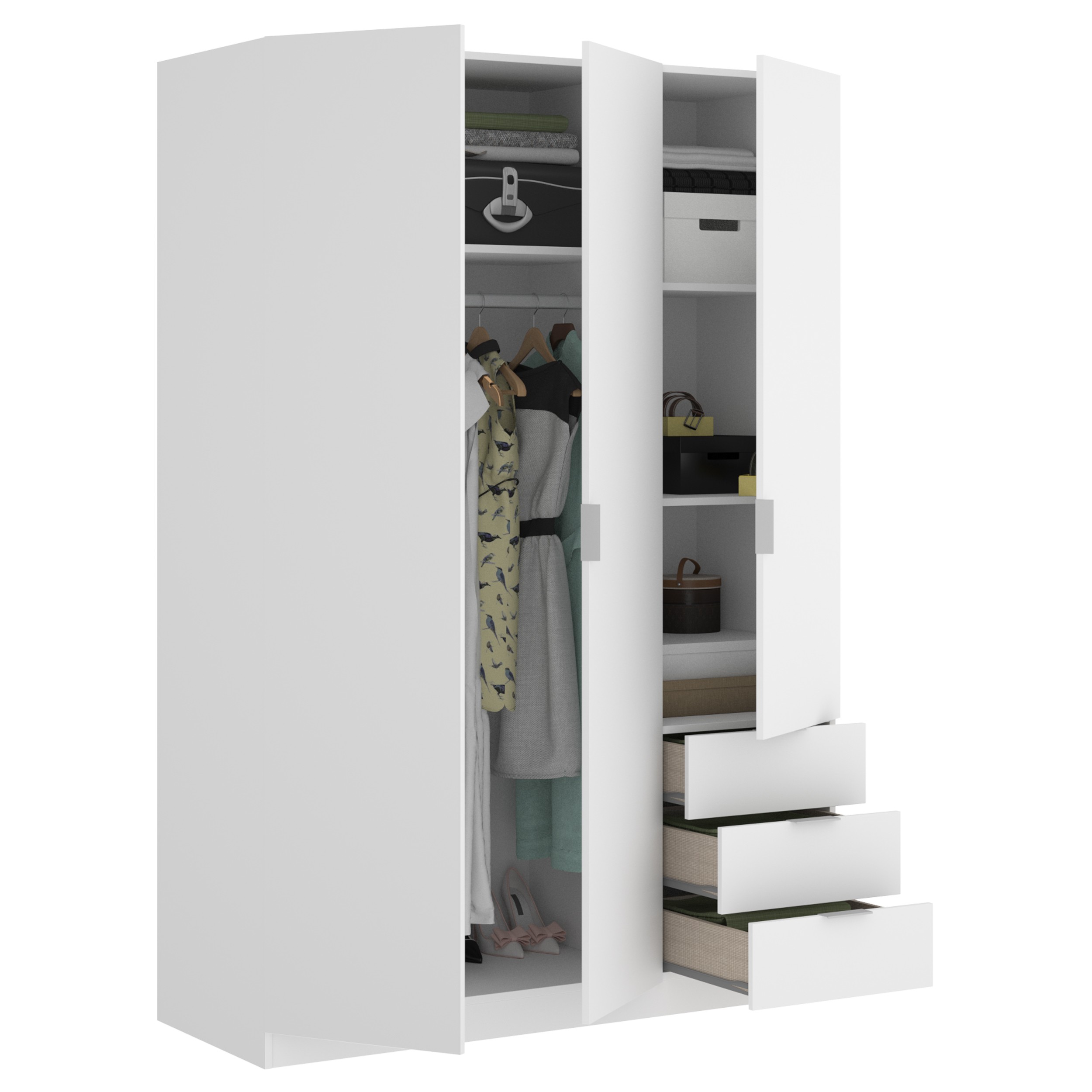 Armario blanco ropero 3 Puertas alto 184×121 cm - Imagen 2