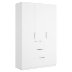 Armario 3 puertas abatibles y 3 cajones blanco