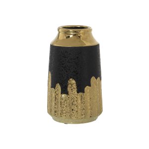 Jarrón cerámica verde/oro 20 cm