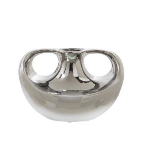 Jarron de cerámica con asas plateado