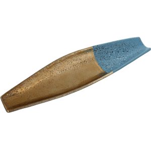 Centro de mesa cerámico dorado y azul ovalado 50 cm