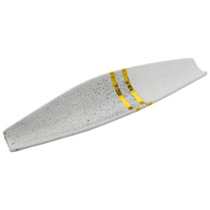 Centro de cerámica blanco con detalles dorados y plateados 50 cm