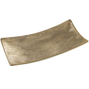 Centro de mesa rectangular dorado diseño surcos