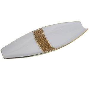 Centro de cerámica blanco linea dorada