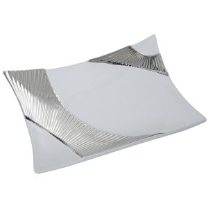 Centro de mesa cerámico blanco/plateado