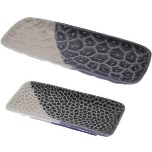 Set de 2 centros de mesa rectangulares blanco arena/negro