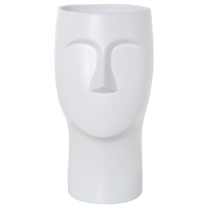 Jarrón cerámica rostro blanco brillo alto 36 cm