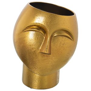 Jarrón de cerámica rostro oro 30 cm