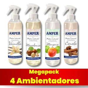 Pack 4 Ambientadores de Otoño AMPER – Vainilla, Macadamia, Manzana y Canela