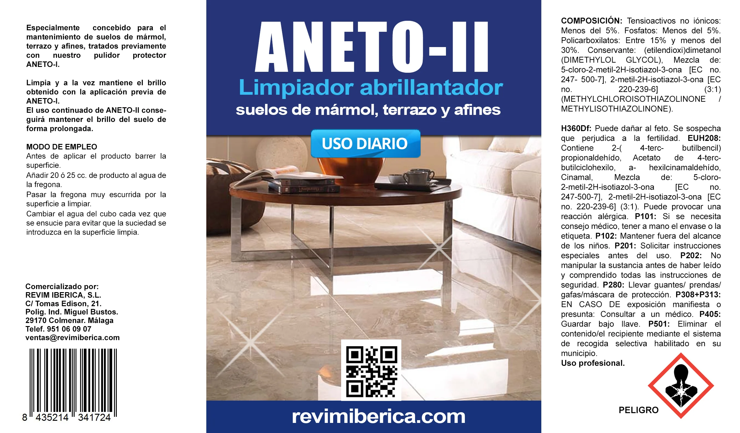 Fregasuelos Limpiador y Abrillantador ANETO-ll | Mármol, Terrazo y Suelos Delicados - Imagen 3