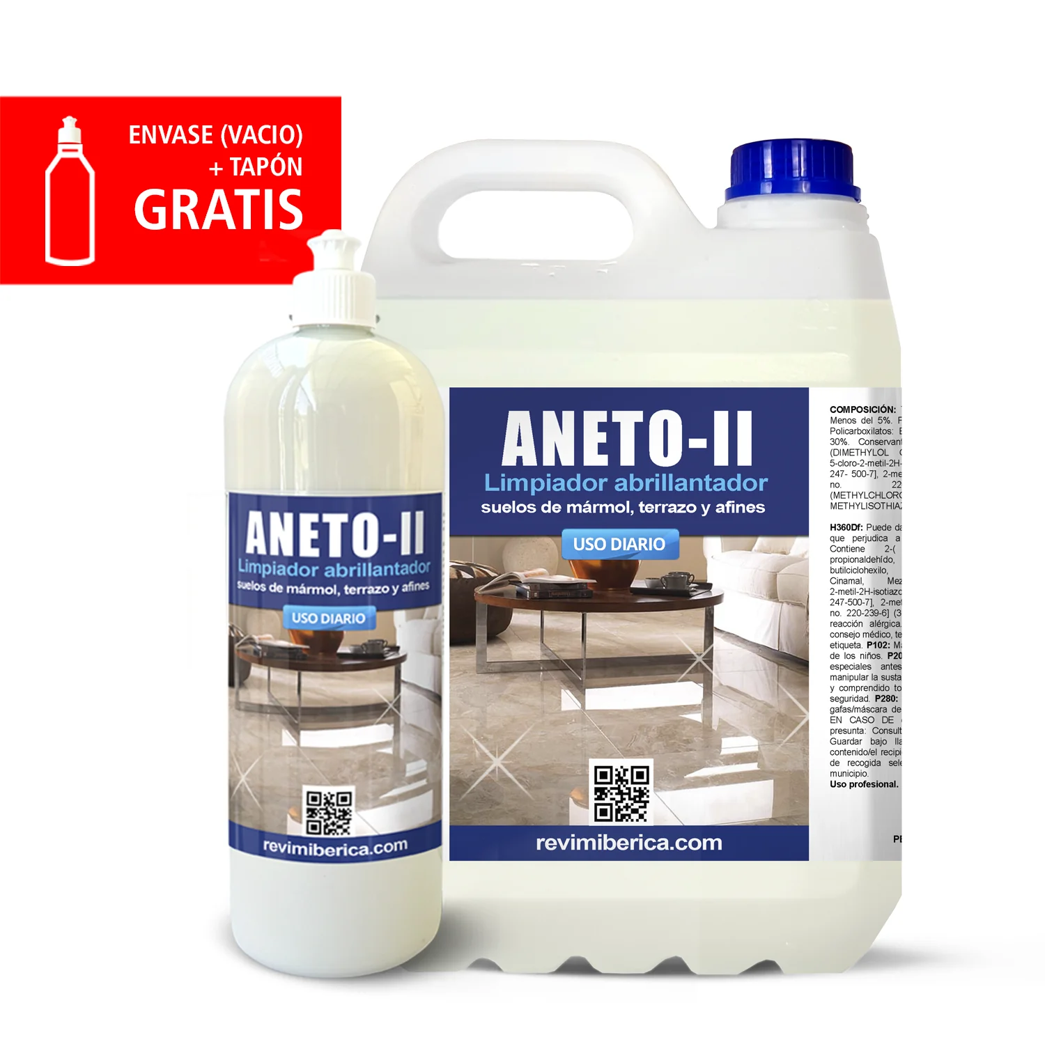 Fregasuelos Limpiador y Abrillantador ANETO-ll | Mármol, Terrazo y Suelos Delicados - Imagen 2