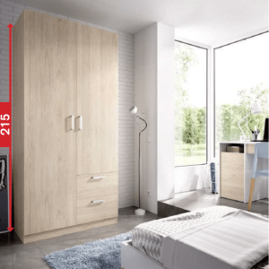 Armario 2 puertas + 2 cajones natural 215 cm alto