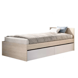 Cama 90×190 cm color natural + 2 cajones de arrastre