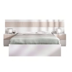 Cabezal + 2 mesitas alistonado/blanco + aro de cama de 135/140×190 cm