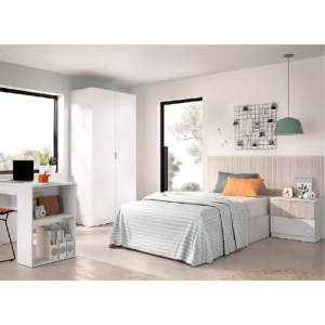 Cabezal alistonado + mesita + escritorio + armario