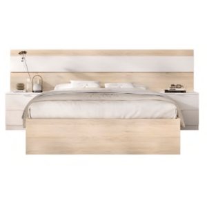 Cabezal con mesitas natural/blanco + aro de cama