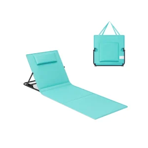 Tumbona de Playa Cojín Respaldo Basculante Portátil con Asa