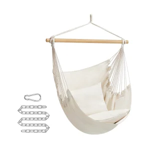 Hamaca Silla Colgante con 2 Almohadas Cadena para Interior Exterior