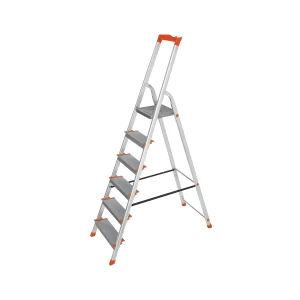 Escalera de 6 Peldaños Plata y Naranja