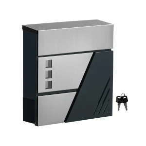 Buzón de Pared con Ventanas de visualización Plateado y Gris Antracita