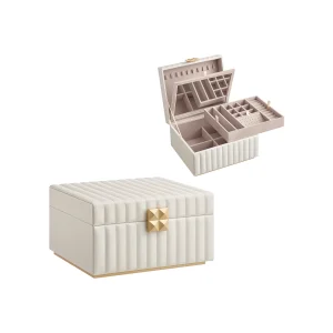 Caja Joyero de 2 Niveles con Espejo