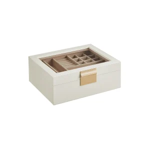 Caja de Joyas Joyero con Bandeja Extraíble Tapa de Cristal Moderno