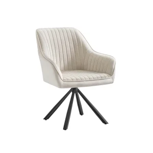 Silla de comedor giratoria con reposabrazos y asiento tapizado
