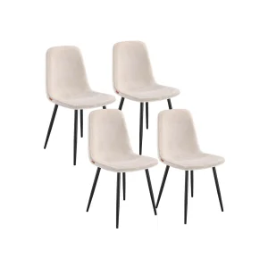 Silla de comedor de chenilla y metal fácil de limpiar para cocina