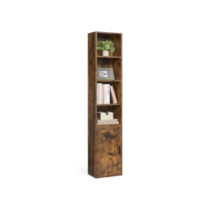 Estantería vertical de madera con puerta