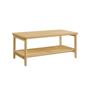 Mesa de Centro de 2 Niveles Estilo Boho Beige Roble