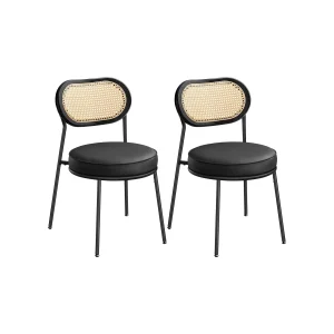 Juego de 2 Sillas de Comedor con Respaldo de Ratán Bobo PE