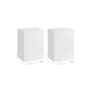 Mesita de Noche con Estación de Carga con Cajones Puertos USB