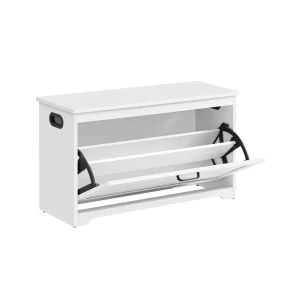 Banco zapatero de entrada con puerta plegable y divisor ajustable