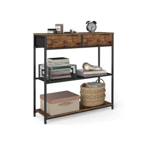 Mesa de entrada estrecha con cajones de tela y tres niveles