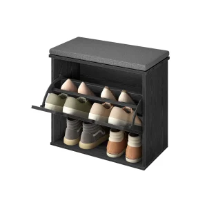 Banco zapatero acolchado con cajón abatible y varios niveles