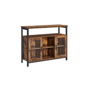 Aparador de 2 Puertas de Cristal Transparente Estilo Industrial