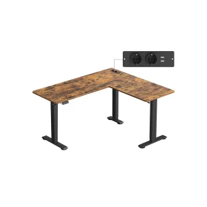 Escritorio en L eléctrico regulable con estación de carga