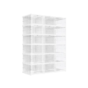 Juego de 18 Cajas para Zapatos Transparente y Blanco Nube