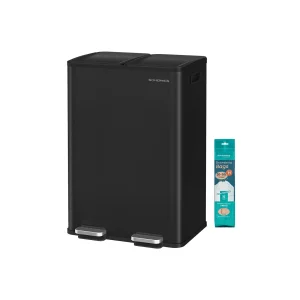 Cubo de basura de pedal con dos compartimentos y tapa suave