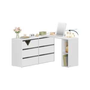 Tocador escritorio con estante y montaje rápido sin herramientas