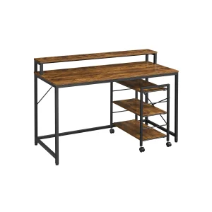 Escritorio de Ordenador Marrón Rústico y Negro