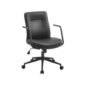 Silla de Oficina Giratoria Superficie de PU Negro Tinta