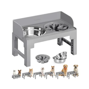 Comedero elevado para perros con cuencos ajustables