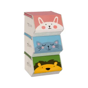 Juego de 3 Cajas Almacenaje Tela Infantil