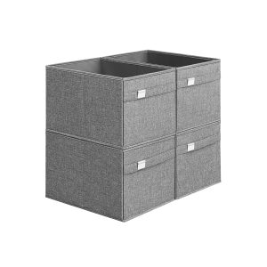 Cajas Almacenaje de Armario Asas Plegables Tejido Oxford y Tejido Aspecto Lino Lavables