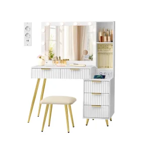 Tocador con Espejo y Taburete