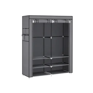 Armario de Ropa Tela Portátil Barras de Colgar Estantes y Bolsillos Laterales