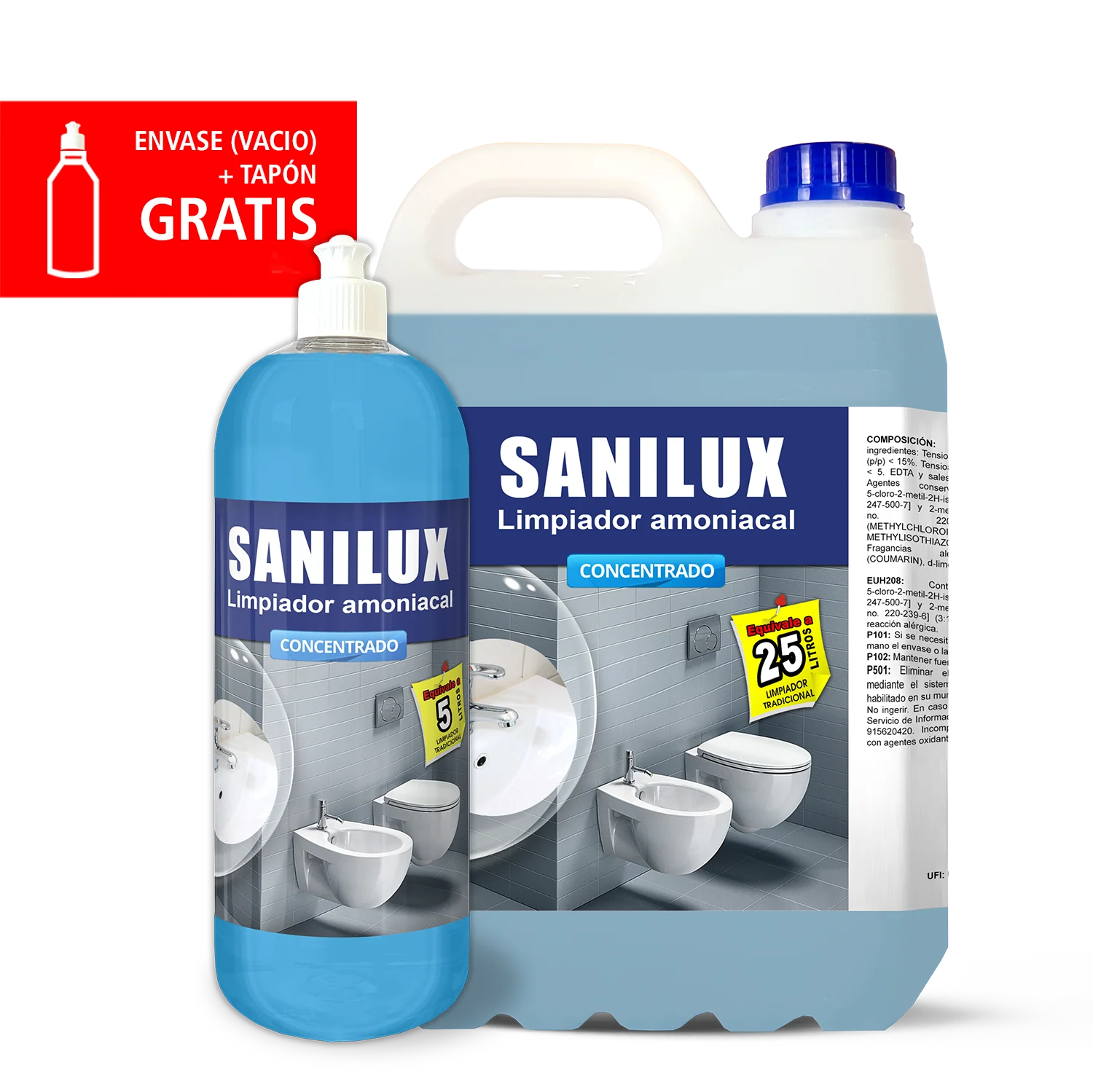 SANILUX | Limpiador Amoniacal Concentrado. Higiene diaria y desinfección profesional para baños - Imagen 4