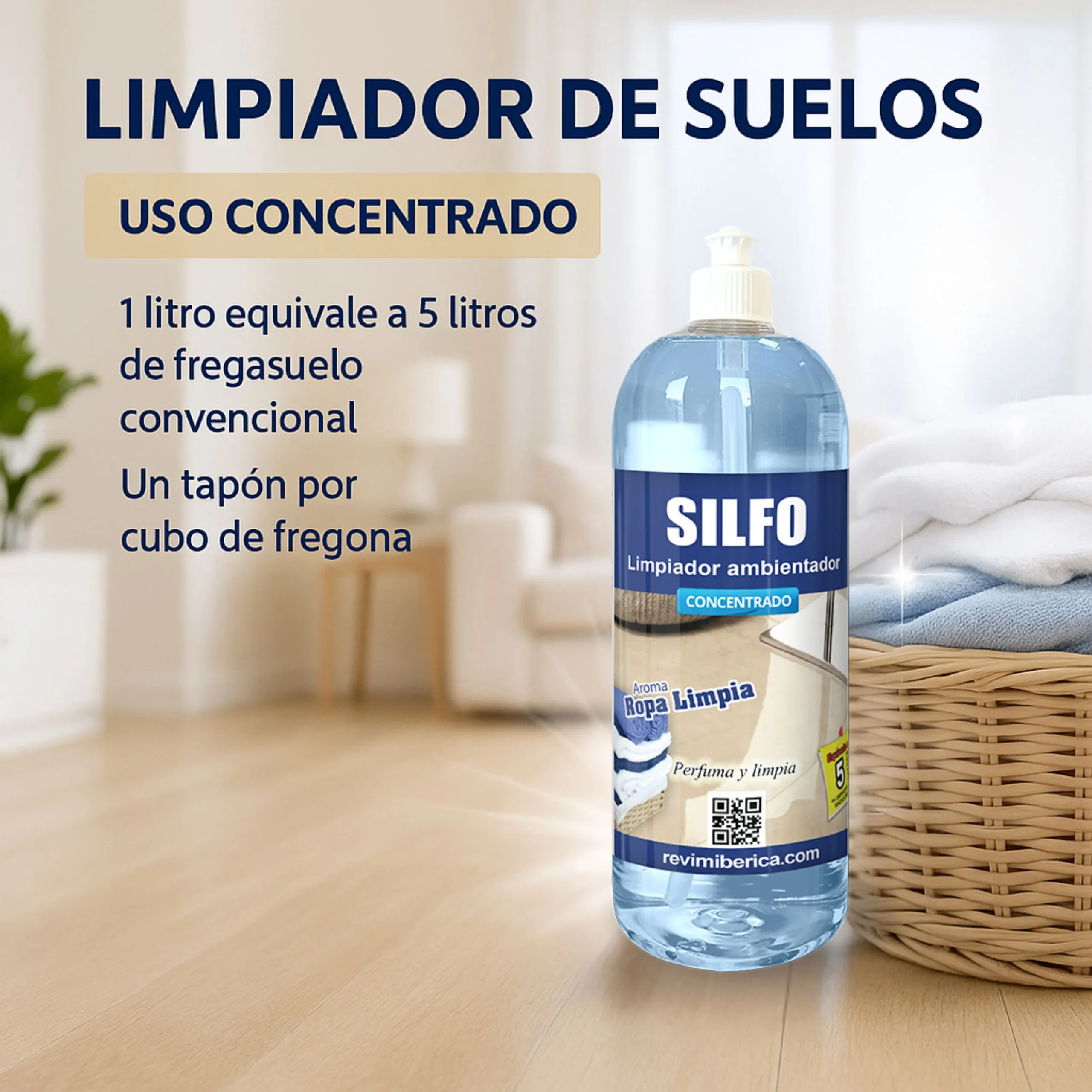 Limpiador para suelos concentrado aroma a ROPA LIMPIA – Perfuma y multiplica x5 - Imagen 5