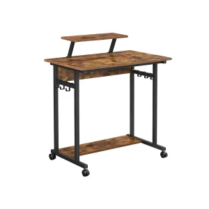 Escritorio Marrón Rústico y Negro